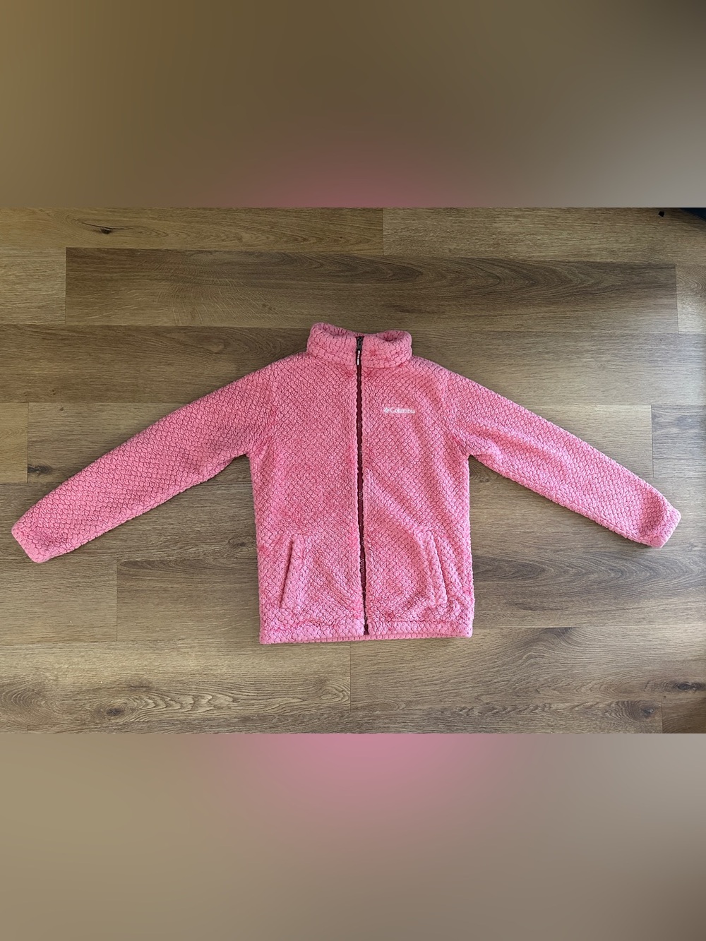 Columbia Girls Fire Side Sherpa Jacket Pink Full Zip L 14/16 Plush Fleece